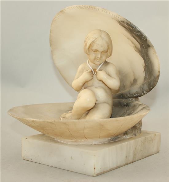 A late 19th century Italian carved alabaster model of a young girl, 9in.
